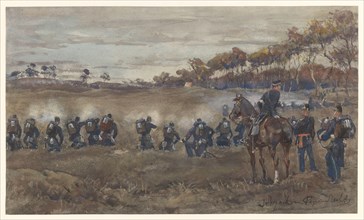 Infantry shooting practice on heathland, 1868-1898. Creator: Jan Hoynck van Papendrecht.