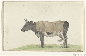 Standing cow with blanket, facing left, 1816.  Creator: Jean Bernard.