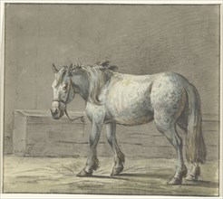 Standing horse in a stable, left, 1810-1816. Creator: Jean Bernard.