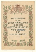 Book cover design for "De Nederlandsche Handel en Nijverheid in woord en beeld", c1901.  Creator: Johann Georg van Caspel.