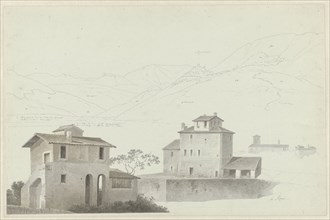 View of Roviano, Houses in Rome in the Foreground, c.1809-c.1812. Creator: Josephus Augustus Knip.