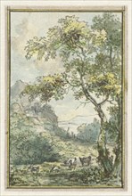 Landscape with cattle, 1752-1819. Creators: Juriaan Andriessen, Isaac de Moucheron.