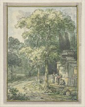 Landscape with fountain, 1752-1819. Creators: Juriaan Andriessen, Isaac de Moucheron.