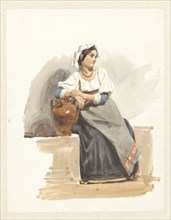 Costume study of an Italian girl, 1825-1873. Creator: Pierre Louis Dubourcq.