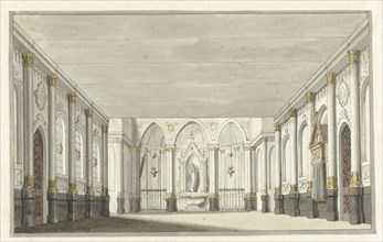 Design for a theater decor of a church interior, 1779. Creator: Pieter Barbiers.