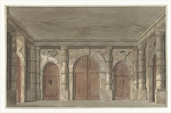 Design for a stage set for a prison vestibule, 1779. Creator: Pieter Barbiers.