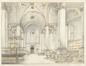 View of the Nave of the Nieuwe Kerk, Haarlem, Looking West, 1650. Creator: Pieter Jansz Saenredam.