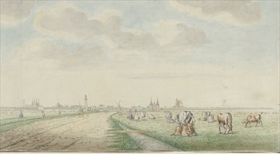 View of Kampen from the landward side, 1770-1810. Creator: Pieter Remmers.