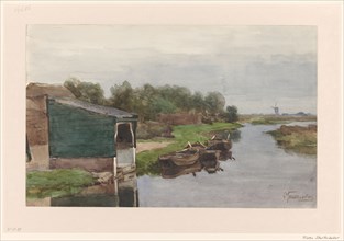 Boats at Wetering, 1838-1892. Creator: Pieter Stortenbeker.