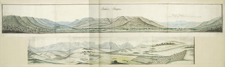 Panorama of the Biedouw and Cuinjis Mountains, c.1778-1779. Creators: Robert Jacob Gordon, Johannes Schumacher.