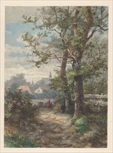 Landscape with two trees, a city in the distance, 1875. Creator: Sebastiaan Mattheus Sigismund de Ranitz.