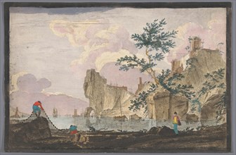 View of a harbour with rocks, 1700-1799. Creator: Anon.