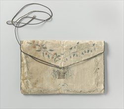 Bag of white silk, painted with flowers and basket, c.1790-c.1820.  Creator: Anon.