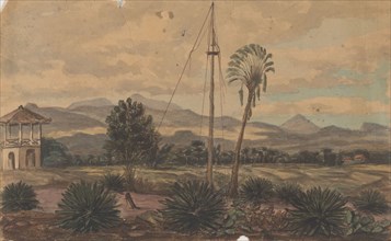 Landscape with flagpole, 1800-1900. Creator: Anon.