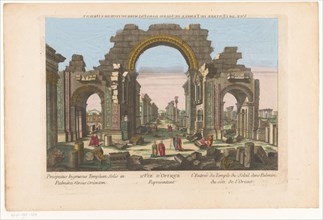 View of the ruins of the bow of the column gallery in Palmyra, seen from the east side, 1700-1799. Creator: Anon.