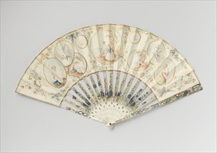 Folding fan with seated woman, c.1775-c.1780. Creator: Anon.