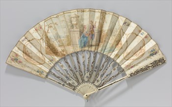 Folding paper fan with romantic couple, c.1775-c.1800.  Creator: Anon.