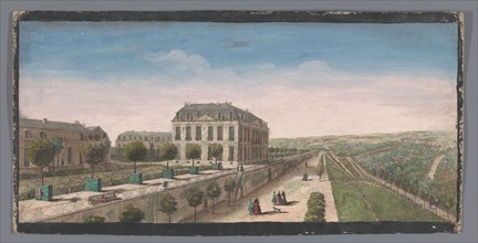 View of the terrace with orange trees of the Château de Bellevue in Meudon, 1700-1799. Creators: Anon, Jacques Rigaud.