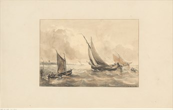 Sailing boats at sea, 1813-1866. Creator: Antonie Waldorp.