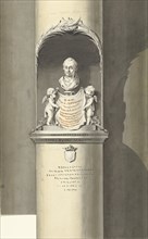 Design for a monument for C. Brunings: a bust in a niche, 1806. Creator: Bartholomeus Ziesenis.
