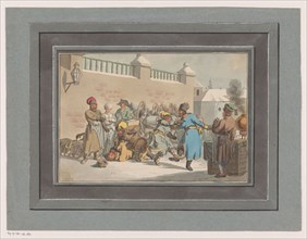 Fighting men and spectators, 1805. Creator: Christian Gottfried Heinrich Geissler.