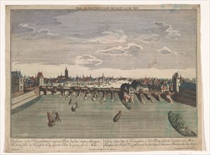 View of the Alte Brücke over the river Main in Frankfurt am Main, 1742-1801. Creator: Anon.