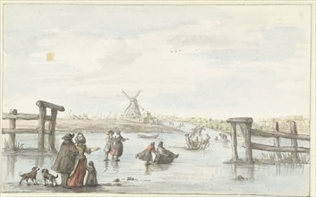 Winter view at Zwarte Water (Black Water) near Zwolle (?), 1661-1693. Creator: Gerrit Grasdorp.