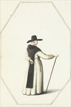 Monk standing with a staff, c.1657. Creator: Gesina ter Borch.