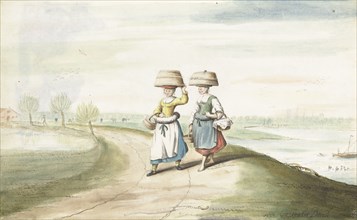 Two peasant women walking in a landscape, 1654.  Creator: Gesina ter Borch.