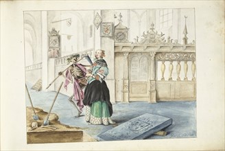 Woman (Aeltien?) standing next to death in St Michael's Church, Zwolle, c.1671. Creator: Gesina ter Borch.