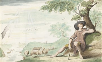 Shepherd resting under a tree near his herd, 1654. Creator: Gesina ter Borch.