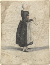 North Holland woman standing with an ornament or bag in hand, 1652. Creator: Gesina ter Borch.
