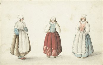 Three women standing, c.1646-c.1654. Creator: Gesina ter Borch.