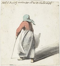 Woman walking, rear view, 1651. Creator: Harmen ter Borch.