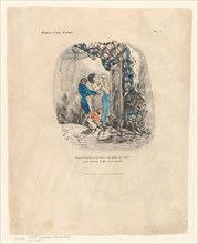 Fashionable young man dresses up, 1828. Creator: Henri-Gerard Fontallard.