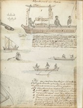 Dhoni, fishing boats in the Bay of Galle, 1786. Creator: Jan Brandes.