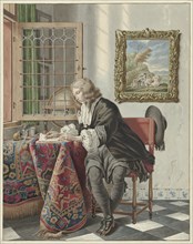 Young man writing at a window, 1734-1785. Creator: Jan Stolker.