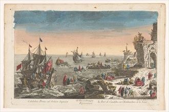 View of the harbour in Caudebec near the mouth of the Seine River, 1745-1775. Creator: Anon.