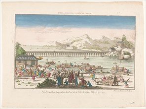 View of a bridge and a harbor in Beijing, 1745-1775. Creator: Anon.