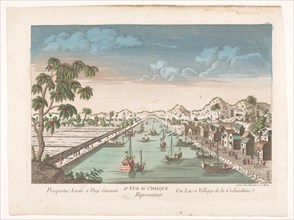 View of a village on the water in Cochin China, 1745-1775. Creator: Anon.