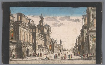 View on a street towards the sea in Naples, 1745-1775. Creator: Anon.