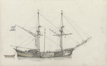 Schooner with four crew members, 1797-1838. Creator: Johannes Christiaan Schotel.