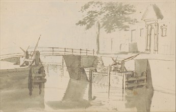 Canal with lock, c.1783-c.1797. Creator: Johannes Huibert Prins.