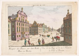 View of the town hall in Boston, 1755-1779. Creator: Franz Xavier Habermann.