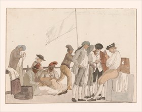 Company on board ship l'Heureuse Marianne, 1778. Creator: Louis Ducros.