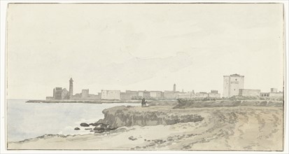 View of Trani located on the coast, 1778. Creator: Louis Ducros.