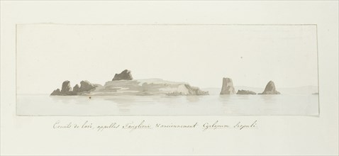 Faraglioni rocks off the Capri coast, 1778. Creator: Louis Ducros.