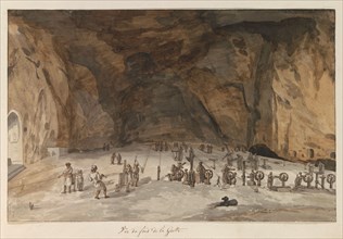Interior of cave of Santa Maria Capella, 1778. Creator: Louis Ducros.