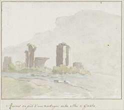 Ruins at the foot of a mountain between Itri and Gaeta, 1778. Creator: Louis Ducros.
