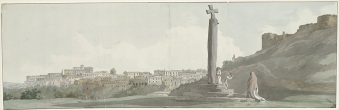 View of Ariano and monument, known as Altar of Janus, 1778. Creator: Louis Ducros.